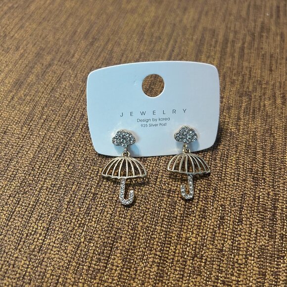 Inlaid Zircon Umbrella Stud Earrings Creative Earrings Cloud charm women gift 27 - Picture 1 of 7